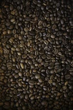 Overhead view of backdrop representing halves of dark brown coffee beans. Tex Stock Photos