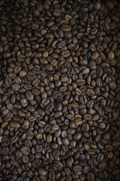 Overhead view of backdrop representing halves of dark brown coffee beans. Tex Stock Photos