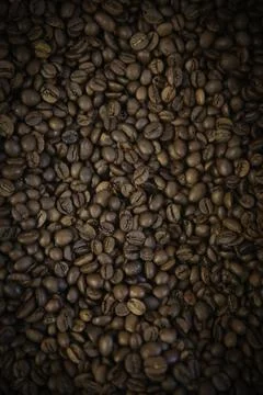 Overhead view of backdrop representing halves of dark brown coffee beans. Tex Stock Photos
