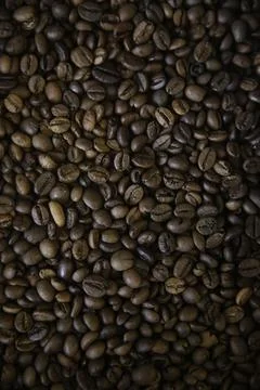 Overhead view of backdrop representing halves of dark brown coffee beans. Tex Stock Photos