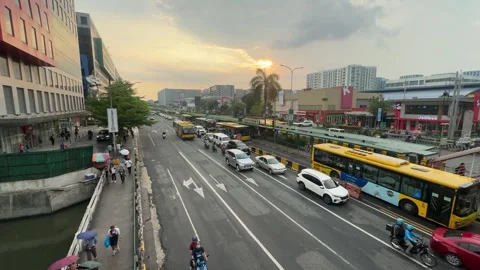 Overhead View of Bus stop Area, Pasay 4K 60fps Video stock 338350164