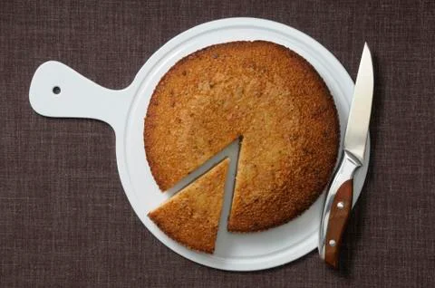 Overhead View of Cake with Slice cut out of it Stock Photos