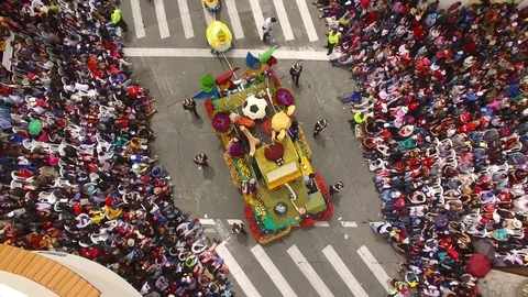 An Overhead View of the Carnival Float in Ambato Video stock 73039978