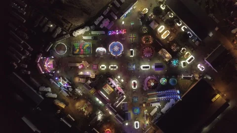Overhead View Of Carnival At Night Stock Footage 95562818