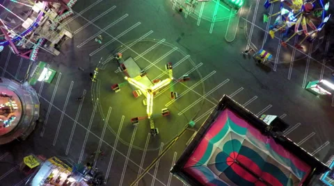 Overhead view of carnival with rides Stock Footage 61932340