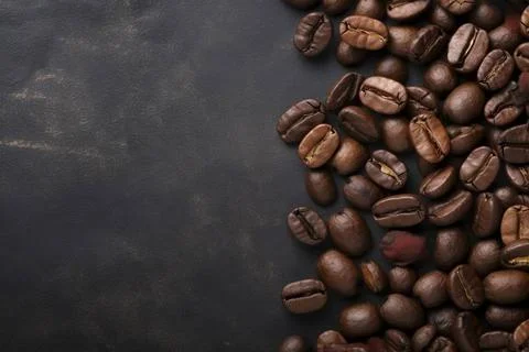  Overhead view of coffee beans framing the edges, providing ample copy spa... Stock Photos