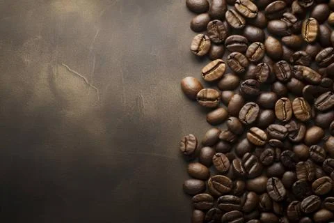  Overhead view of coffee beans framing the edges, providing ample copy spa... Stock-Fotos