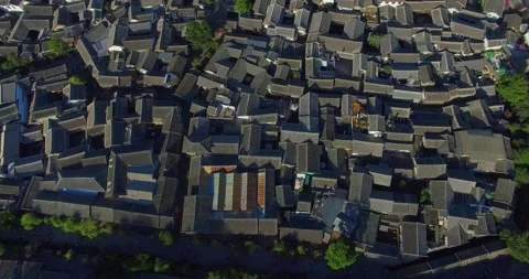 Overhead View of Core Alleys of Lijiang Ancient City China Video stock 336879192