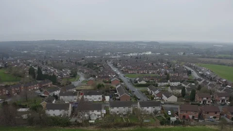 Overhead view of a council housing estate in Kidsgrove Stoke on Trent Stock Footage