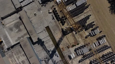 Overhead View of Crane and Precast Concrete Product Storage Yard Video stock 342608790