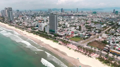 Overhead view of Da Nang Skyline, Vietnam Stock Footage 313251040