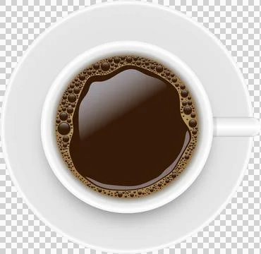 Overhead view of dark beverage in a white ceramic cup, ready to be enjoyed .. Stock Illustration