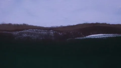 Overhead view of dark waves of Barents sea beyond the arctic circle Stock Footage 219223409