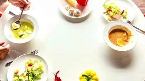 Overhead View of Delicious Meal Shared by Friends 動画素材 308280523