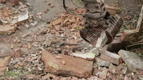 Overhead view of demolition site Vídeo Stock 11875078