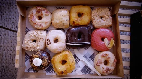 Overhead View of Donuts Stock Footage 88133113