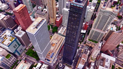 Overhead view of downtown Chicago rooftops, Illinois Vídeos de archivo 341027586