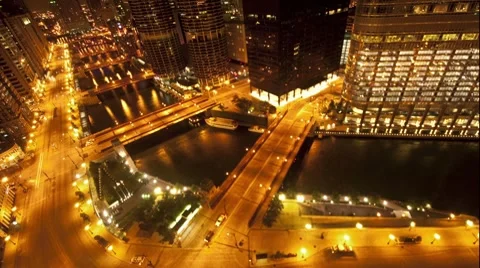 Overhead View of Downtown Chicago - Time Lapse Stock Footage