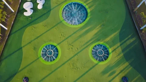 Overhead view of a driving range in Orlando Stock Footage 241089827