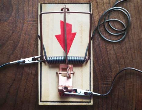 Overhead View of Electrified Mouse Trap, Studio Shot Stock Photos