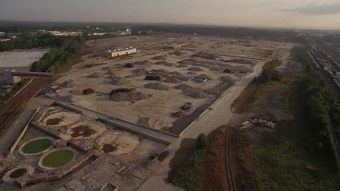 Overhead view of excavation or construction area Stock Footage 85175193