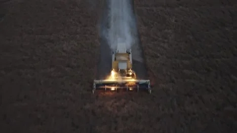 Overhead View of Farming Combine Stock-Footage 139791265