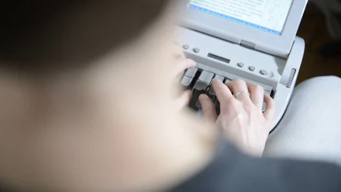 Overhead view of female stenographer Stock Footage 73649838