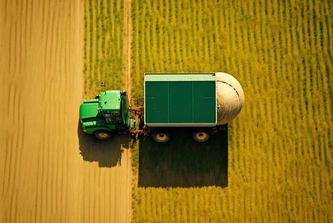 Overhead view of a field with bulgur. aerial photograph of a legume. tractor and Stock Illustration