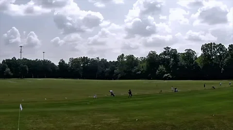 Overhead view of a golf driving range Stock Footage 40738967