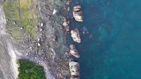 Overhead View of Hashigui-iwa Rocks, Kushimoto, Japan Stock Footage 342238443
