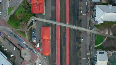 Overhead View of Historic Train Station in Downtown Portland Oregon Stock Footage 146695584