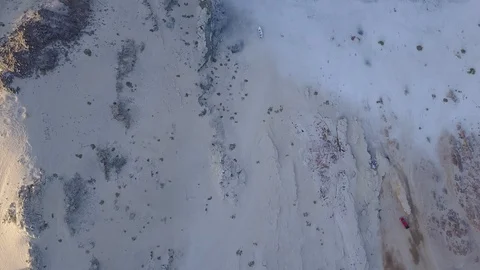 Overhead view of an idyllic wild remote beach at Atacama Desert Видео 106813967