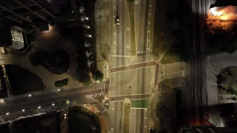 Overhead view of intersection in downtown Mobile, Alabama with stable 動画素材 243332747