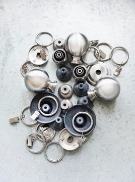 Overhead view of knobs and hooks Stockfoto's