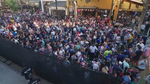 Overhead View of Large Crowd Watching USA vs Paraguay FIFA World Cup Match Stock Footage 337246981