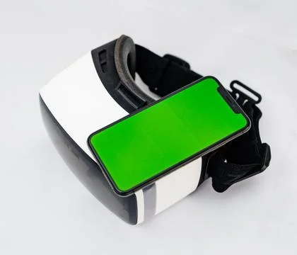 Overhead view of latest iPhone 11 Pro VR mask Foto stock