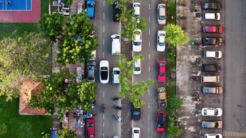 Overhead View Macallum Residential Flat Street Parking Market 스톡 동영상 329360624