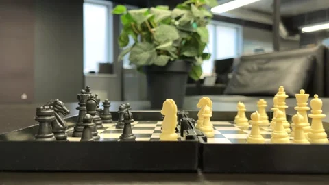 Overhead View of Magnetic Chess Game in Progress Stock Footage 310139202