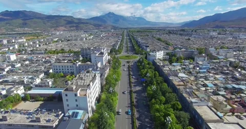 Overhead View of Main Road of Lijiang Ancient City China Video stock 336879297