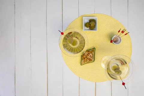 Overhead View of Martini Setup Stock Photos