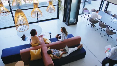 Overhead View Of Modern Open Plan Office... | Stock Video | Pond5
