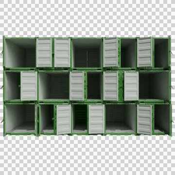 Overhead view of a modular storage unit, resembling a wall of interconnecte.. Stock Photos