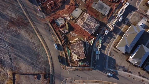 Overhead view of new housing construction in progress in Riverwalk communit.. Stock Footage 261221799