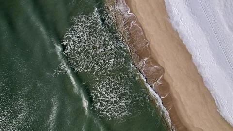 Overhead View Of Ocean In Winter Stock Photos