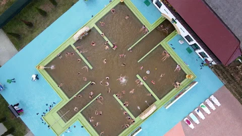 Overhead view of outdoors pools with hot source Stock Footage 201661381