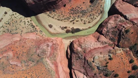 Overhead View Of Paria River Canyon In Kanab, Utah, USA. Aerial Drone Shot Video stock 239055293