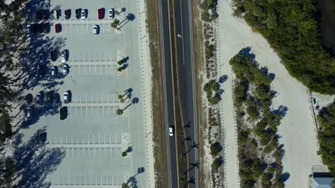 Overhead View of Parking Lot and Roadway at Bradenton Beach Stock-Footage 333371592