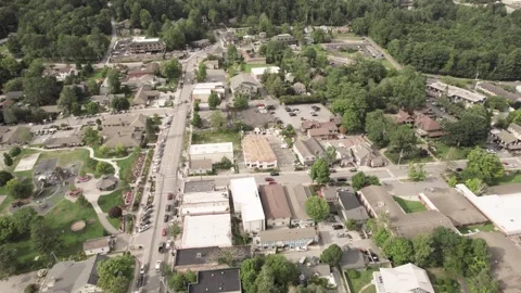 Overhead view of peaceful town of Blowing Rock Stock Footage 281377134