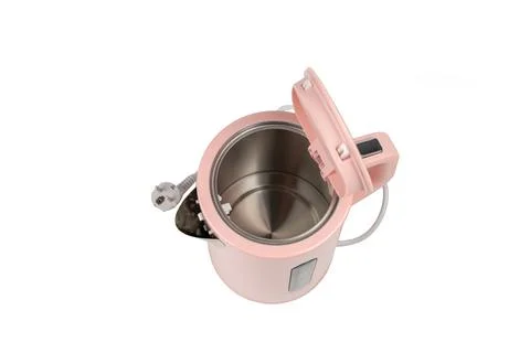 Overhead view of pink kettle with open lid and indicator panel Stock Photos