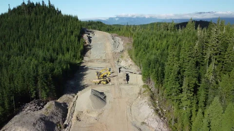 An overhead view of a pipeline construction site Stock Footage 163182900
